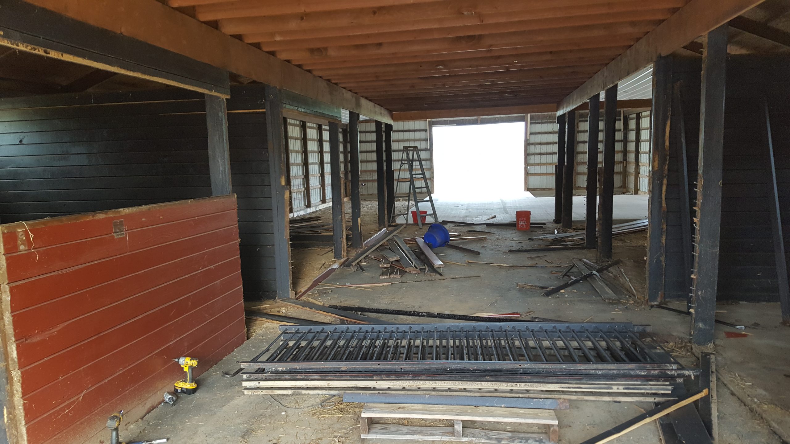 Horse barn aisle during renovation
